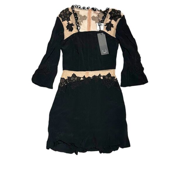 NEW For Love & Lemons Women's Lilou Applique Dress - Black - Picture 9 of 10